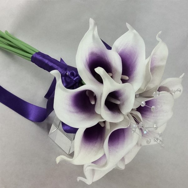 artificial brides bouquet hand tied foam colourfast calla lily , simple classy