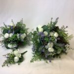 Artificial Ivory and Purple Brides Hand Tied Bouquet