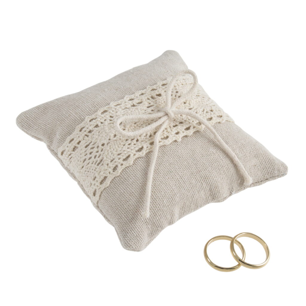 10cm Square Hessian Lace Ring Cushion