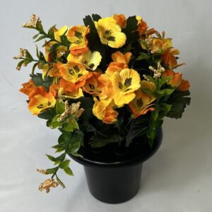 Orange Artificial Pansy grave arrangement
