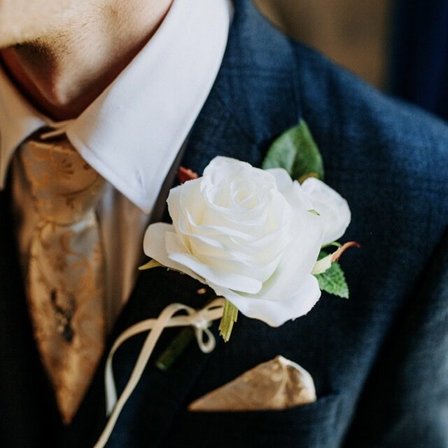 Double Silk Rose Buttonhole