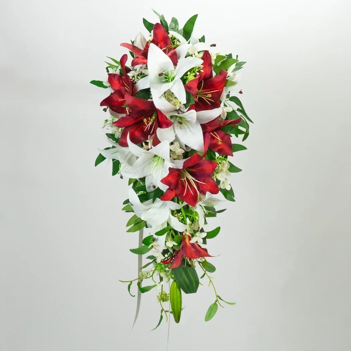 Artificial Beauty, Light Pink and Ivory Tiger Lily Brides Teardrop shower bouquet