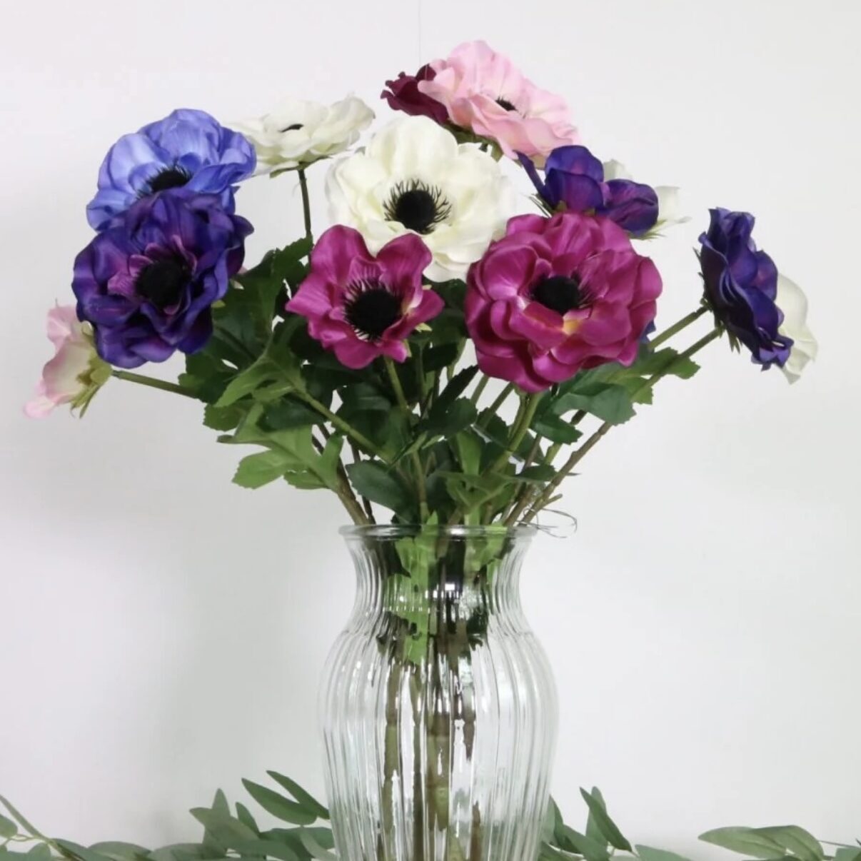 Ivory, purple and Pink Artificial Anemone Arrangement. Simply place in a vase, or mix with other flowers, for a DIY Bridesmaid Bouquet, or arrangement