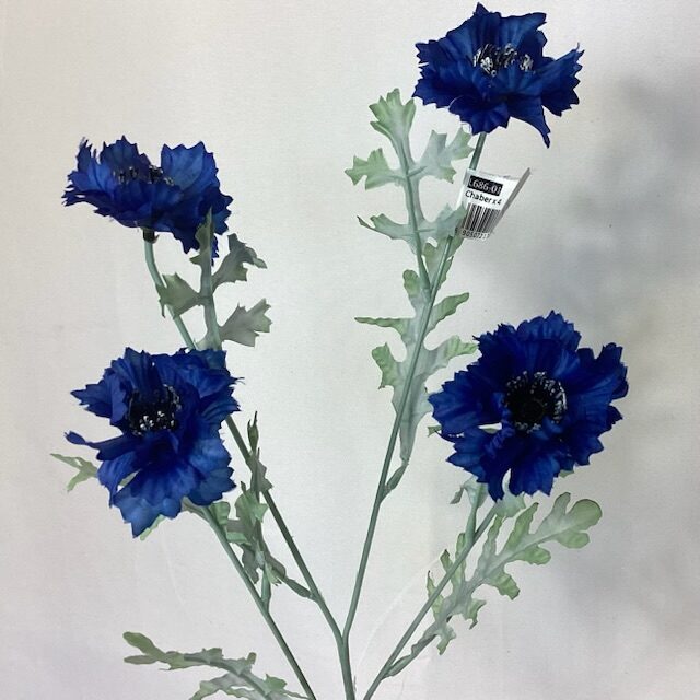 Blue Artificial Wild Country Garden Cornflower Spray. Simply place in a vase, or add a ribbon, for a DIY Bridesmaid Bouquet, weddings, events, or home decor
